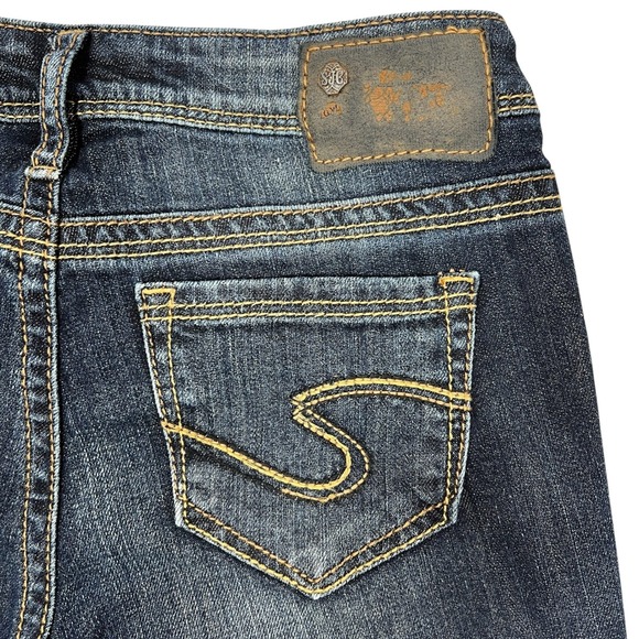 Silver Aiko Bootcut Jeans 25" Dark Faded Wash Y2K Low-Rise Stretch Denim Rodeo - Picture 7 of 10